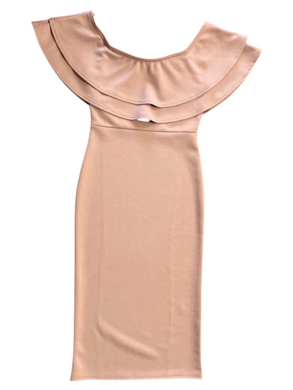 Missguided - NWT - Bardot Double Ruffle Bodycon Midi Dress Size 4